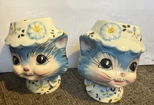 Vintage Lefton Miss Priss Cat Salt & Pepper Shakers 1950s. See Photos.