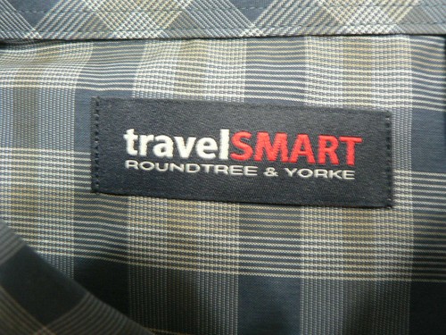 *CAMISA TRAVEL SMART HOMBRE GRANDE Y ALTO 3XT AZUL A CUADROS MANGA CORTA-BOTÓN ABAJO-USADA EN EXCELENTE ESTADO - Imagen 5 de 7