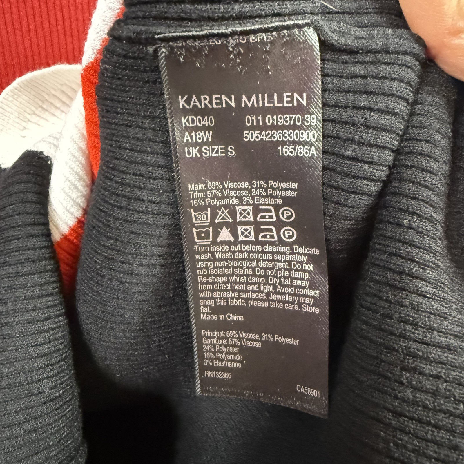 Karen Millen S Black Red White Color Block Ribbed Knit Long Sleeve Top ...