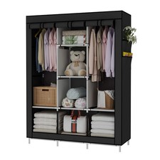 67" Clothes Storage Closet Organizer Wardrobe Rack Shelf Dustproof Home Portable