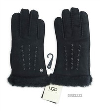 UGG Adelaide Glove Black Suede Fur Gloves Womens Size Medium M NWT 