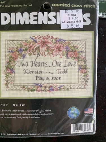 Lot de 7 kits point de croix mariage amour neuf dans leur emballage disques de mariage - Photo 12/15