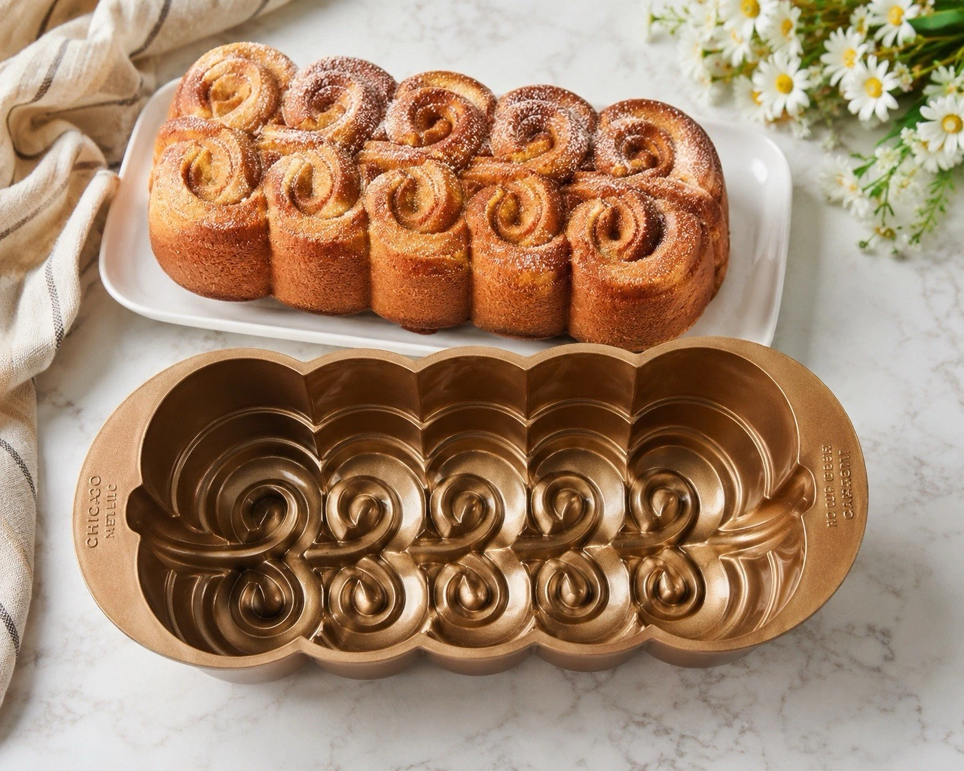 Chicago Metallic Swirl Loaf Pan | 10 Cup Decorative Cake Mold Bakeware
Opens in a new window or tab