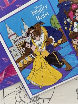 Vintage 1991 Disney Beauty & the Beast 2 Posters & 6 Pen Set Rose