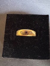 Antique 18ct Gold Ruby Diamond Gypsy Ring 1912 Walker & Hall Birmingham 2.15g