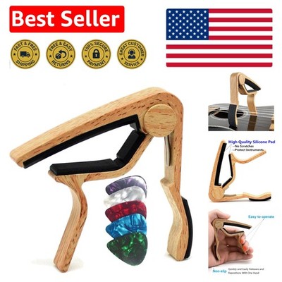 Versatile Burlywood Guitar Capo for Acoustic & Electric Instruments with 5 Picks