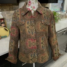 Coldwater Creek Floral Tapestry Jacket Sz Large Pockets Lined Quiet Luxury