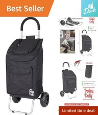 Trolley Dolly Black Foldable Grocery Cart - Lightweight  All-Terrain Design