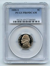 2000 S 5C Jefferson Nickel PCGS PR69DCAM