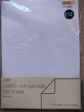 LOT NEUF : drap plat simple percale riche coton M&S 178 x 260 cm 3' violet lilas