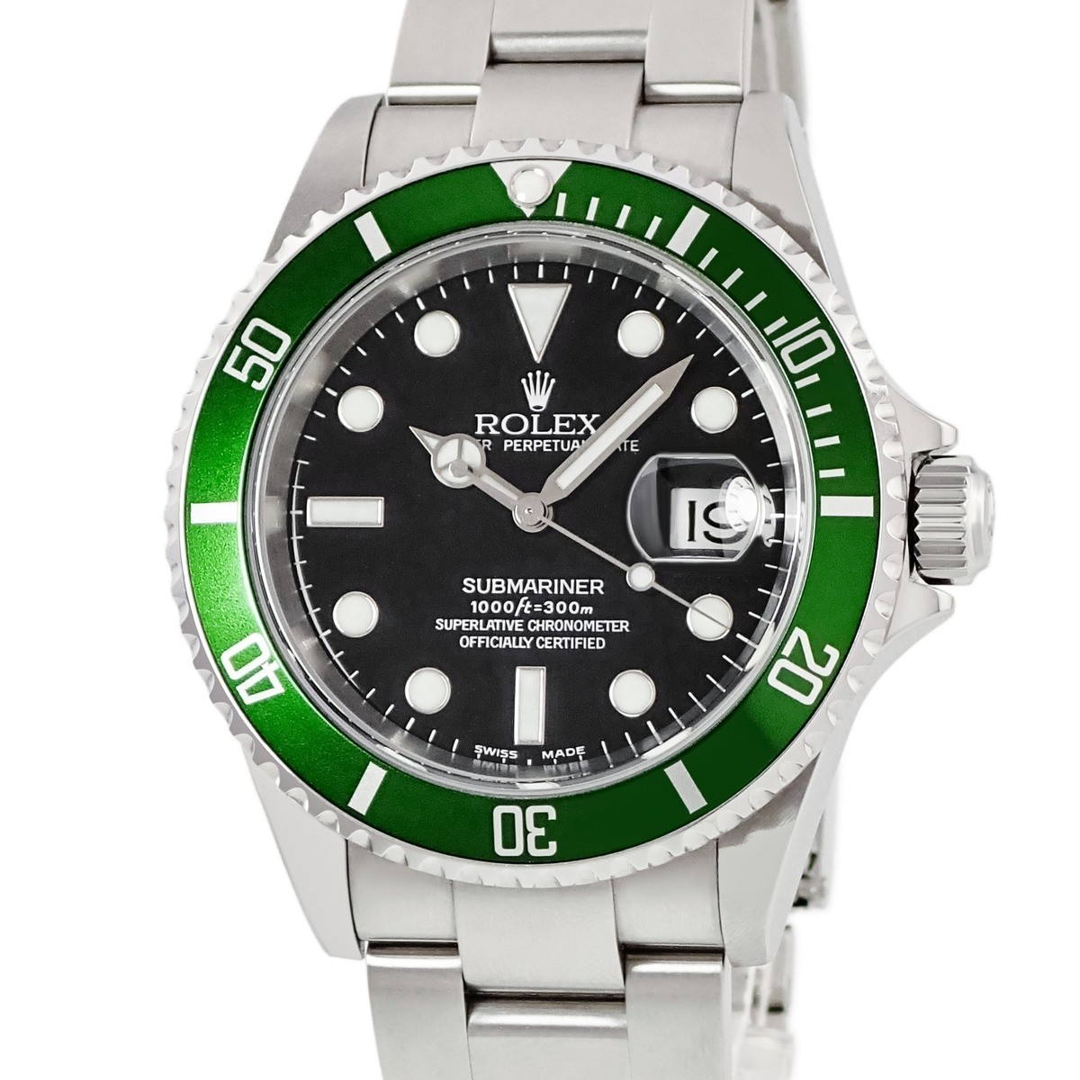 ROLEX Submariner Date 16610LV Y-series Green Sub Fat 4 Big Swiss Black Gre