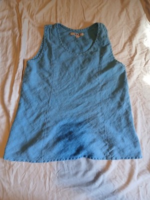 FLAX brand blue linen made in Lithuania tank top, S