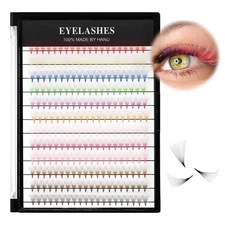 12Rows 240Pcs 10D Colorful Individual Premade Fans False Eyelashes Mixed (15mm)
