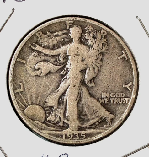 PRETTY 1935 "Denver" Mint  Walking Liberty Silver Half, "Very Good +" 90% silver