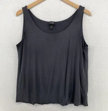 EILEEN FISHER Tank Top M Silk Jersey Double Layer Scoop Neck Shell Gray