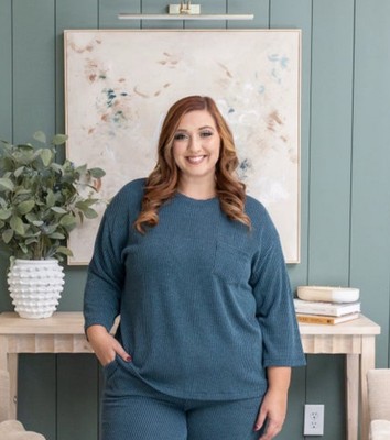 Urban Ribbed Top 3x. 3/4 Sleeves