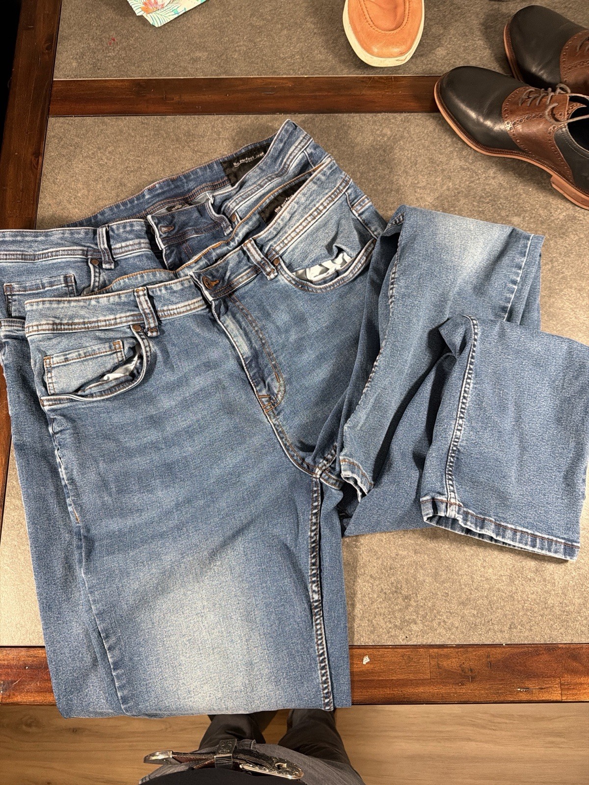 The Perfect Jean NYC Denim Pants Mens Sz 36X30 Athletic Fit Blue Jeans Stretch
