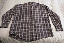 Burberry London Men's Button Down Shirt Chocolate Brown Plaid Check Cotton Sz XL
