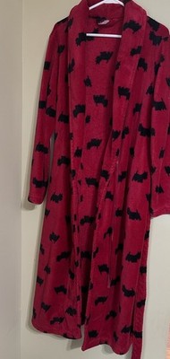 Simply Basic Plush Robe Red Black Scottie Dogs Womens Large 12-14 Soft