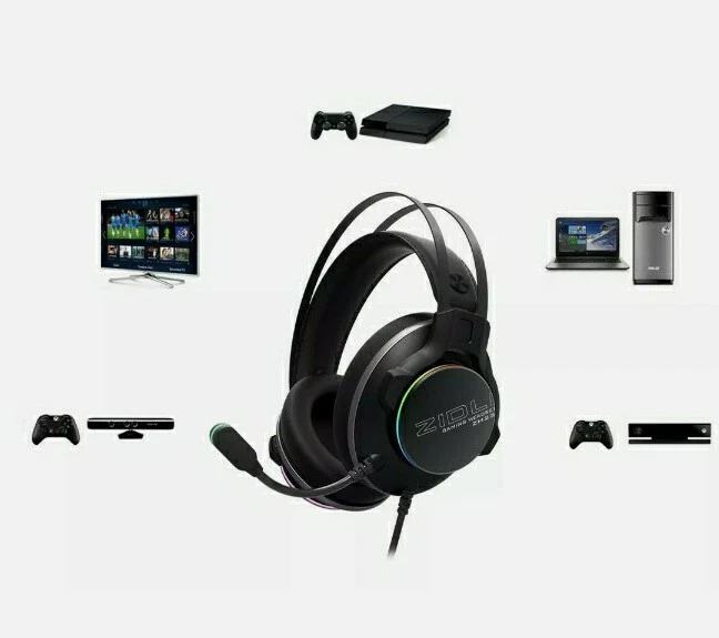  7.1 Virtual Surround Sound Gaming Headset with RGB Lights ZIDLI ZH23 NEW IN BOX - Image 3 of 4