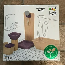 Plan Toys Bathroom 7603 New in Box Non-Formaldehyde Organic Color Sustainable