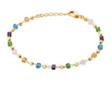 Bracciale Perle Di Cristallo Multicolore E Sfere Dorate In Oro 750/000