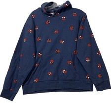 Marvel Spiderman Print Long Sleeve Pullover Hoodie Kangaroo Pouch Boys Sz Lg EUC