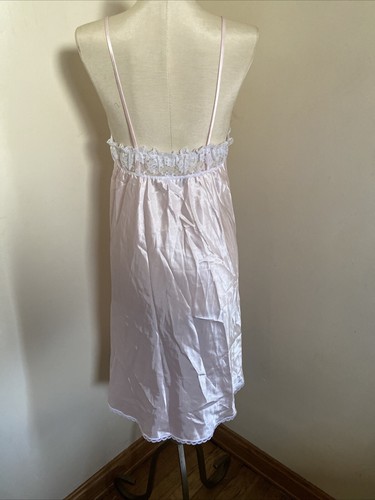 Vtg. APPEL Pink Silky Nightgown With White Lace Size Medium Lingerie Sleepwear - Picture 7 of 15