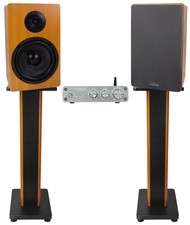 Rockville BLUAMP 21 Bluetooth Home Audio Receiver 2 6.5" Wood Speakers Stands