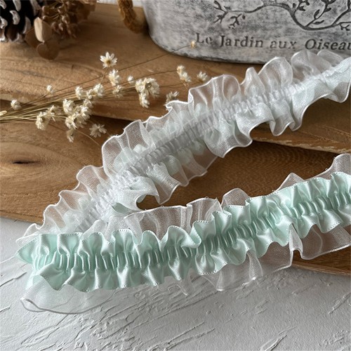 100 cm weiß Organza Plissiert Satin Elastisch Rüsche Borte DIY Nähen Handwerk - Picture 5 of 18