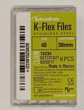 Kerr Sybron Endo Dental Size 40 30mm Stainless Steel K-FLEX file 6-file per box 