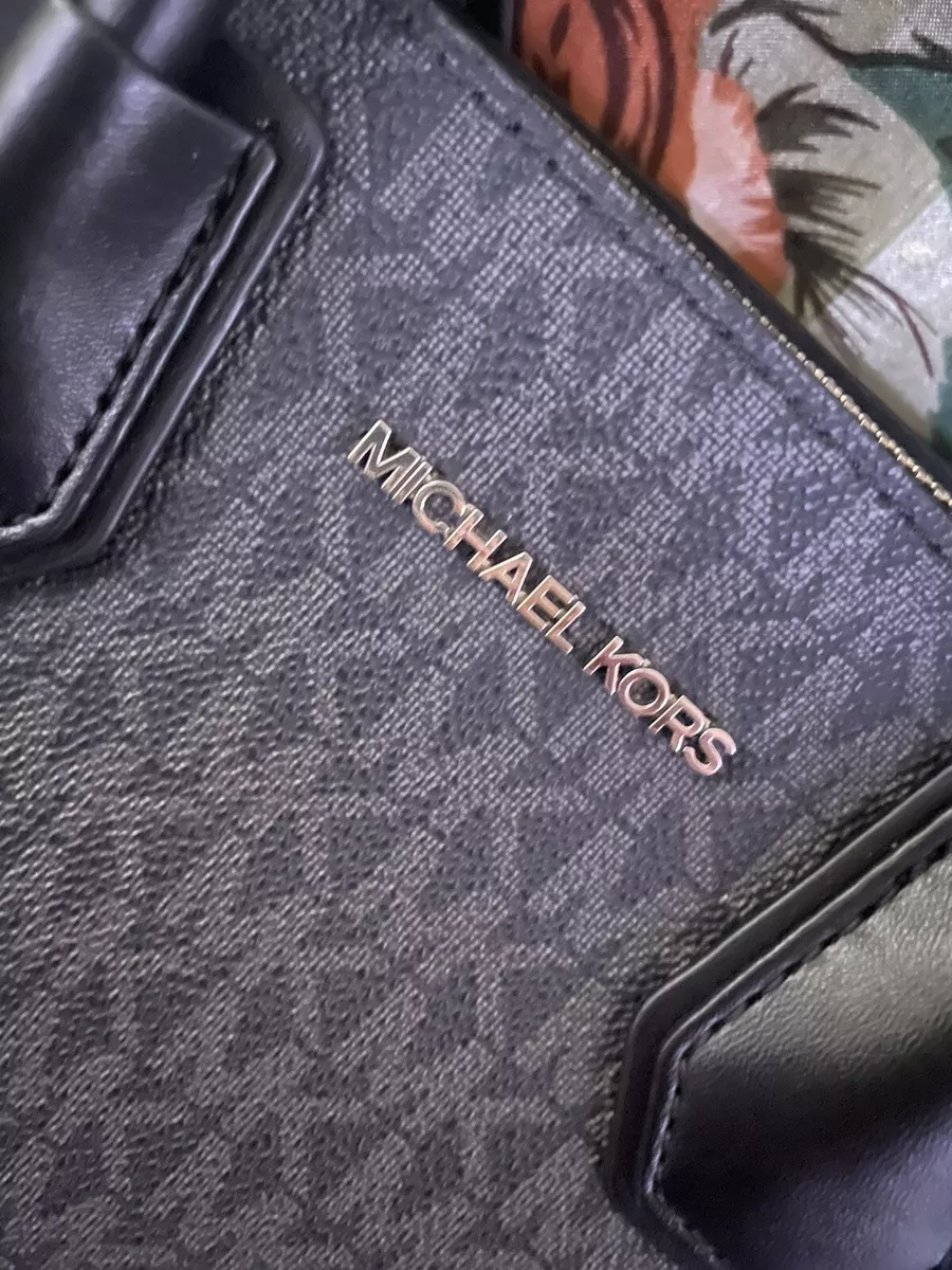 Shop Michael Kors MERCER Mercer Medium Logo and Leather Accordion