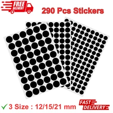 3 Sheets 290 Pcs Screw Hole Cover Stickers, 12 Mm/15 Mm/21 Mm Black Screw Covers