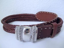 Vtg 80s Braided Brown Leather 4 Strand Women's Belt Silver Buckle M The Limited