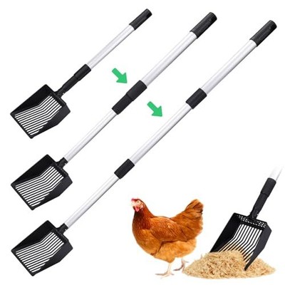  Chicken Coop Accessories, 3 IN 1 Adjustable Chicken Scooper for Cleaning, 