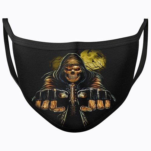 Gesichtsmaske Wiederverwendbar Biker Halloween Rock Metal Punk Sugar Skull Waschbar Maske - Bild 3 von 28