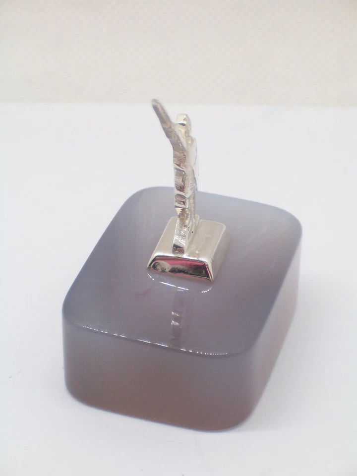 Alberto Da Giussano in ARGENTO 925 su Agata Grigia - statuetta su Pietra Dura - - Immagine 3 di 4