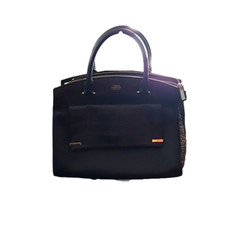 Vince Camuto  Black Leather Embossed Satchel Bag