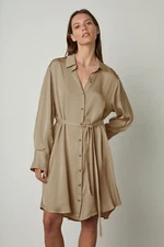 VELVET By Graham & Spencer Savannah Botton Up Satin Dress Luna S $257 C6