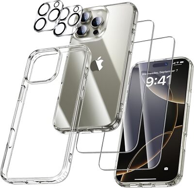 5in1 Schutzglas (Display + Kamera) für iPhone 16 Pro Plus Max Hartglas Hülle
