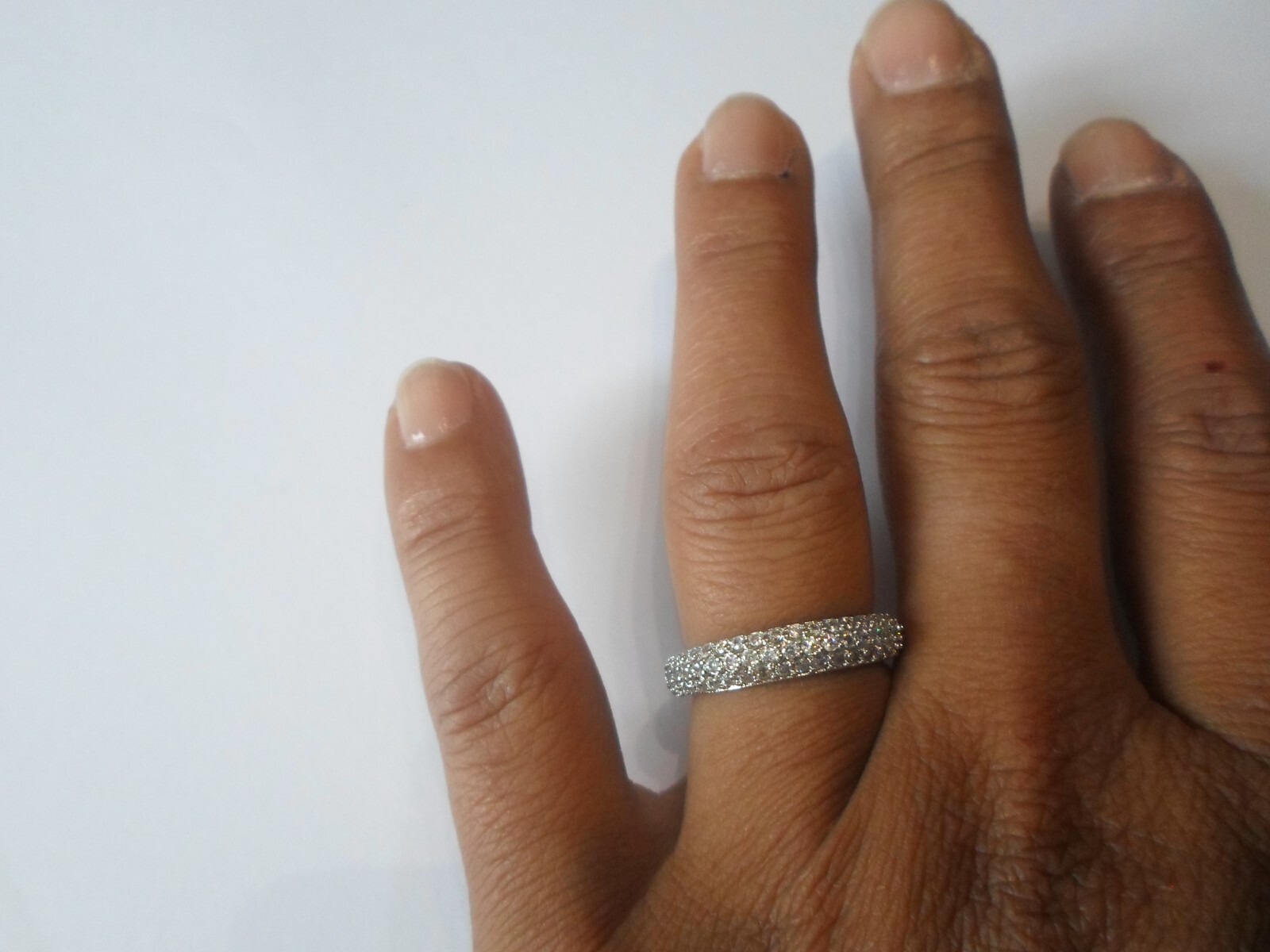 solid silver ring, half round zirconiums, size 55 - image 1