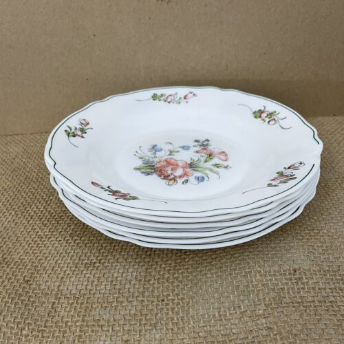 Arcopal France Vintage Floral Red Blue Flowers Luncheon Plates (6)