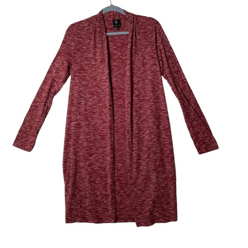 Bobeau Collection Long Cardigan Sweater Women Small Red USA Made Ribbed - Picture 1 of 8