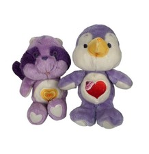 Vintage 1980  s Care Bear Cousins Cozy Heart Penguin  Bright Heart Raccoon