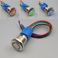 5Pin 12V Waterproof Metal 19mm Car LED Push Button Switch Connector ON-OFF Lock