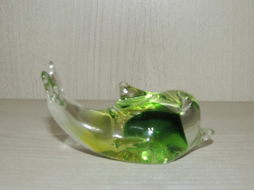 Original Mid.20th Murano Glass Dolphin Figurine ,green color ,Italian glass art - Picture 5 of 7