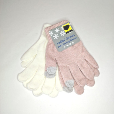 Ladies' Gloves 2 pack Texting Gloves Assorted Colors Acrylic Polyester Spandex