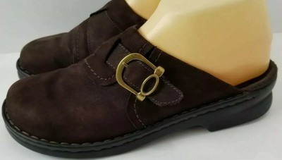 clarks leather slip on clogs