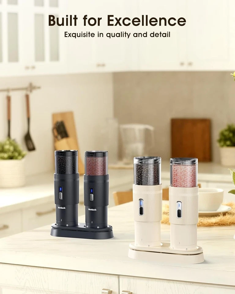 Juego de 2 PIEZAS Molinillo Eléctrico de Sal y Pimienta Molinillo Automático con Base Recargable Foto 2 de 4