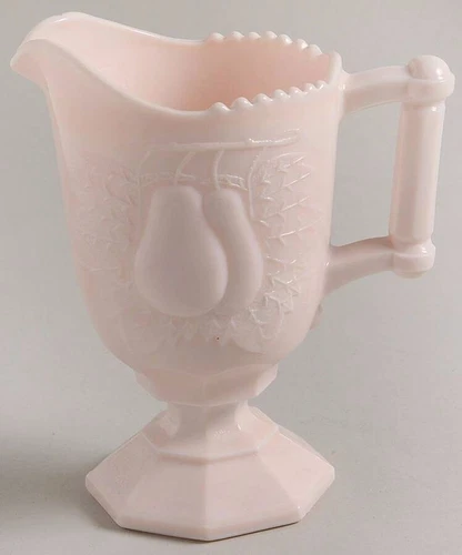 VNTG PINK MILK GLASS Sm. PITCHER! 1950’s WEDDING DECOR /COUNTRY CHIC BLUSH PINK!